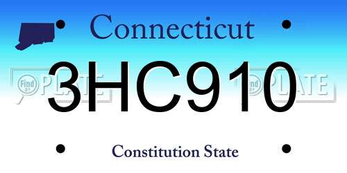 3HC910 Connecticut License Plate