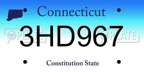 3HD967 Connecticut License Plate
