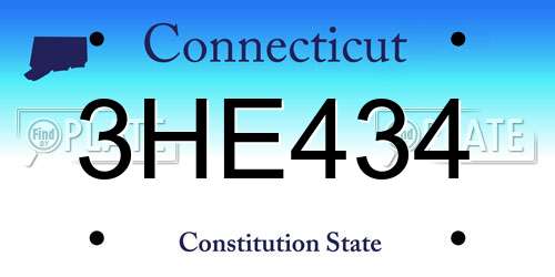 3HE434 Connecticut License Plate