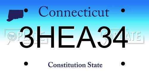 3HEA34 Connecticut License Plate