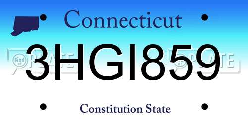 3HGI859 Connecticut License Plate