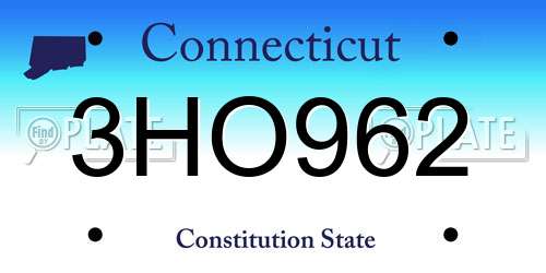3HO962 Connecticut License Plate