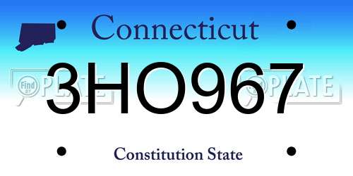 3HO967 Connecticut License Plate