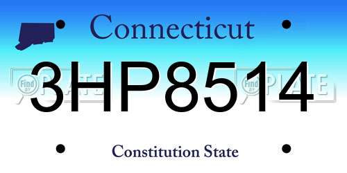3HP8514 Connecticut License Plate