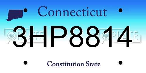 3HP8814 Connecticut License Plate