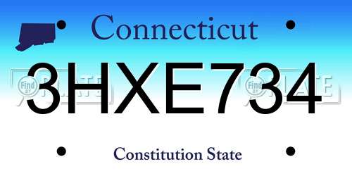 3HXE734 Connecticut License Plate