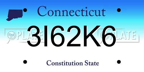 3I62K6 Connecticut License Plate