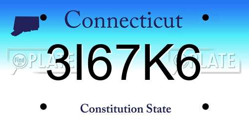 3I67K6 Connecticut License Plate