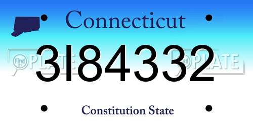 3I84332 Connecticut License Plate