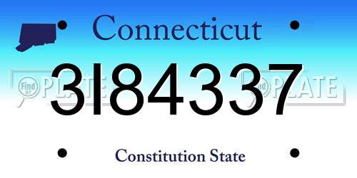 3I84337 Connecticut License Plate