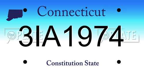 3IA1974 Connecticut License Plate