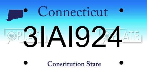 3IAI924 Connecticut License Plate