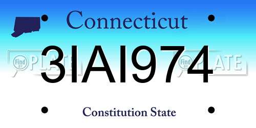 3IAI974 Connecticut License Plate