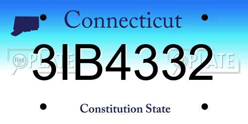 3IB4332 Connecticut License Plate