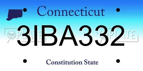 3IBA332 Connecticut License Plate