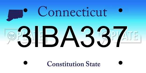 3IBA337 Connecticut License Plate