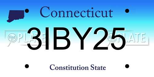 3IBY25 Connecticut License Plate