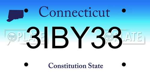 3IBY33 Connecticut License Plate