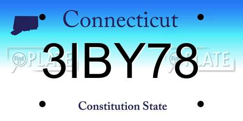 3IBY78 Connecticut License Plate