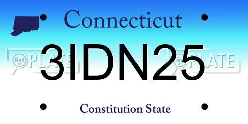 3IDN25 Connecticut License Plate