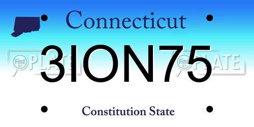 3ION75 Connecticut License Plate