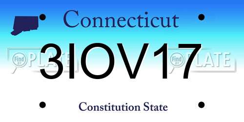 3IOV17 Connecticut License Plate