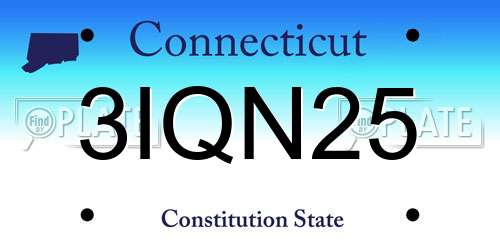 3IQN25 Connecticut License Plate