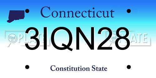 3IQN28 Connecticut License Plate