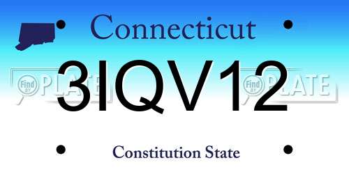 3IQV12 Connecticut License Plate