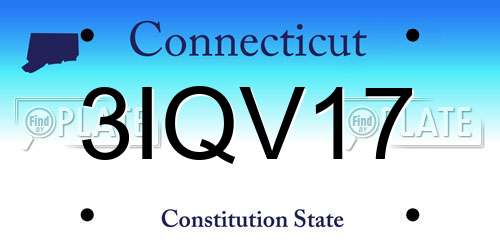 3IQV17 Connecticut License Plate