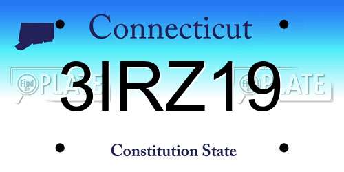 3IRZ19 Connecticut License Plate