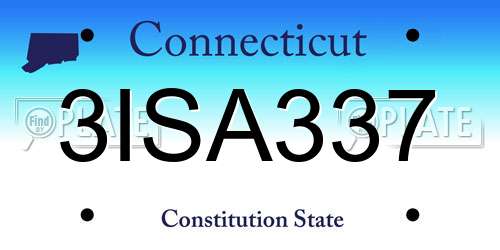 3ISA337 Connecticut License Plate