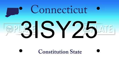 3ISY25 Connecticut License Plate