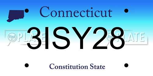 3ISY28 Connecticut License Plate