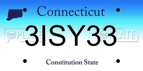 3ISY33 Connecticut License Plate