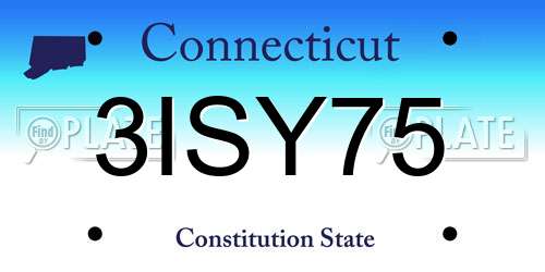 3ISY75 Connecticut License Plate