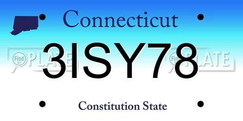 3ISY78 Connecticut License Plate