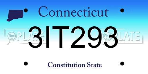 3IT293 Connecticut License Plate