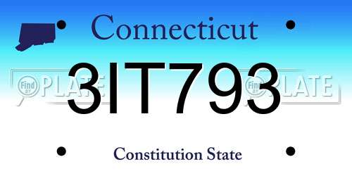 3IT793 Connecticut License Plate