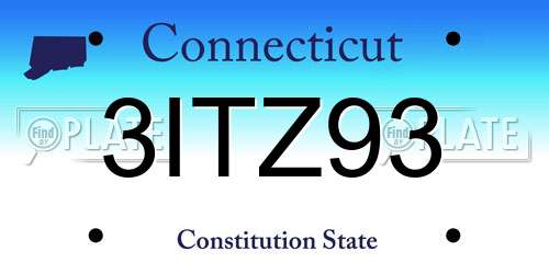 3ITZ93 Connecticut License Plate