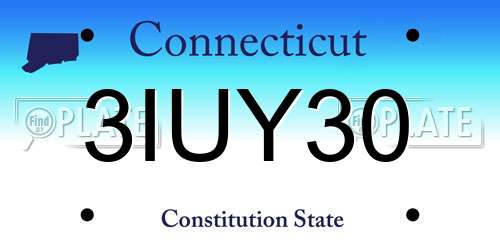 3IUY30 Connecticut License Plate