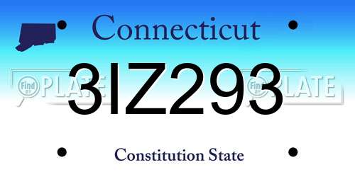 3IZ293 Connecticut License Plate