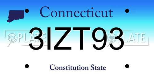 3IZT93 Connecticut License Plate