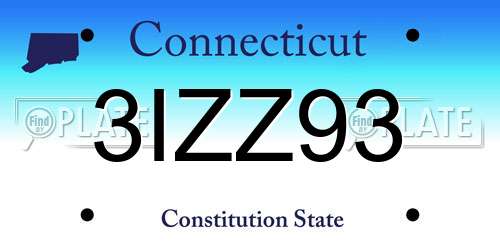 3IZZ93 Connecticut License Plate