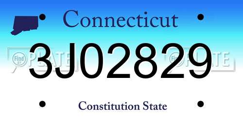 3J02829 Connecticut License Plate