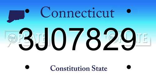 3J07829 Connecticut License Plate