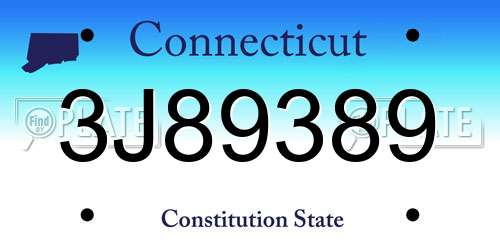 3J89389 Connecticut License Plate