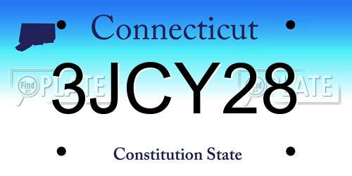 3JCY28 Connecticut License Plate