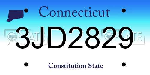 3JD2829 Connecticut License Plate