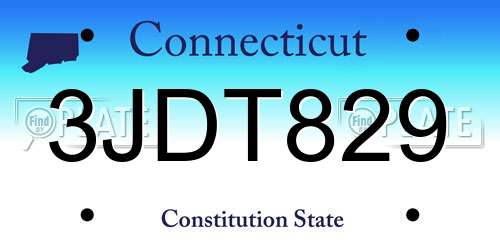 3JDT829 Connecticut License Plate